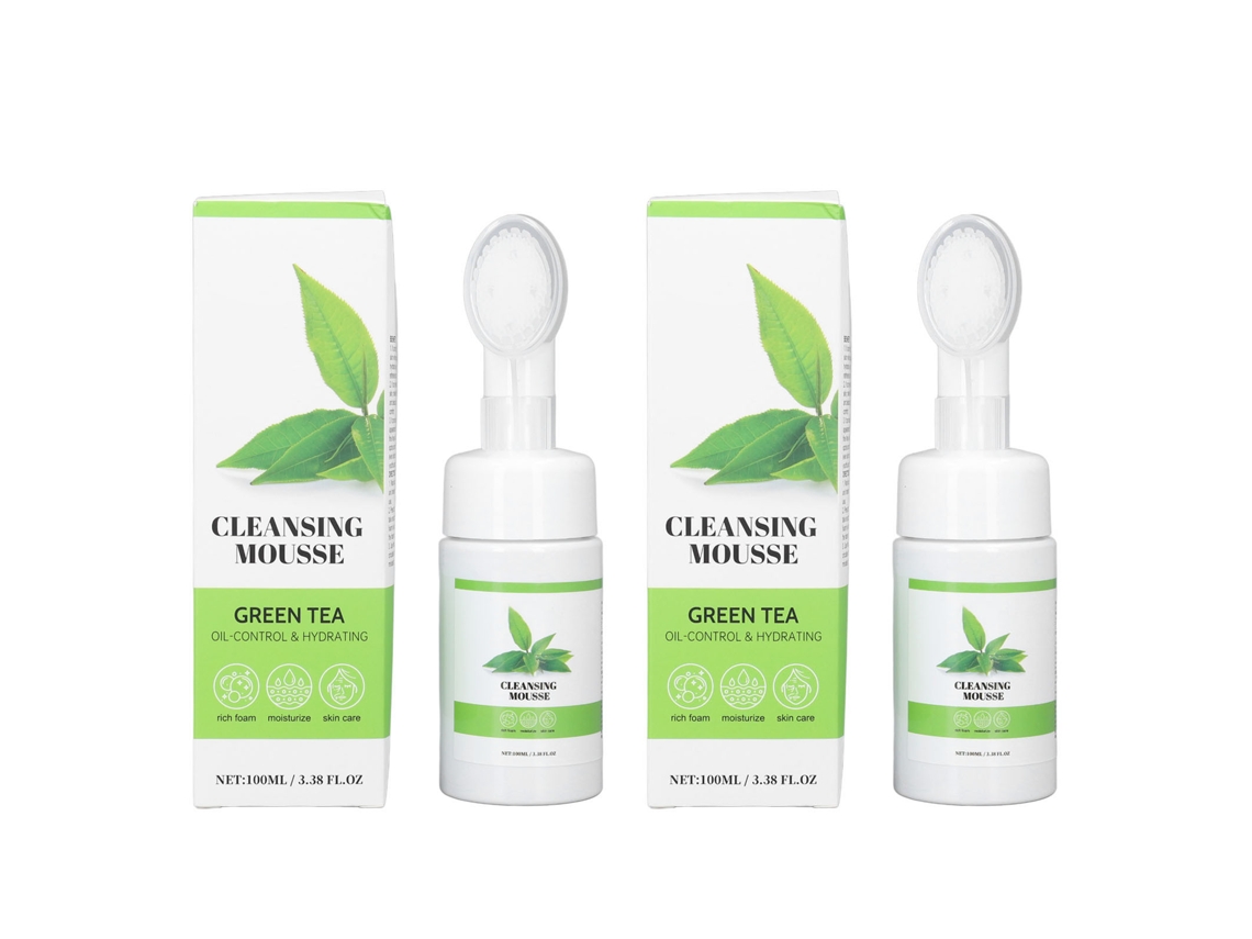 2 Unidades Mousse Limpiadora De Chá Verde 100ml Limpieza Profunda Control De Grasa Reduce Arrugas Para Piel Grasa Y Acné