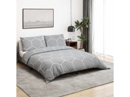 Vidaxl Conjunto De Capa De Edredão 200x200 Cm Algodão Cinza