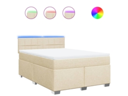 Maison Exclusive - Cama Com Molas/colchão 140x190 Cm Tecido Cor Creme