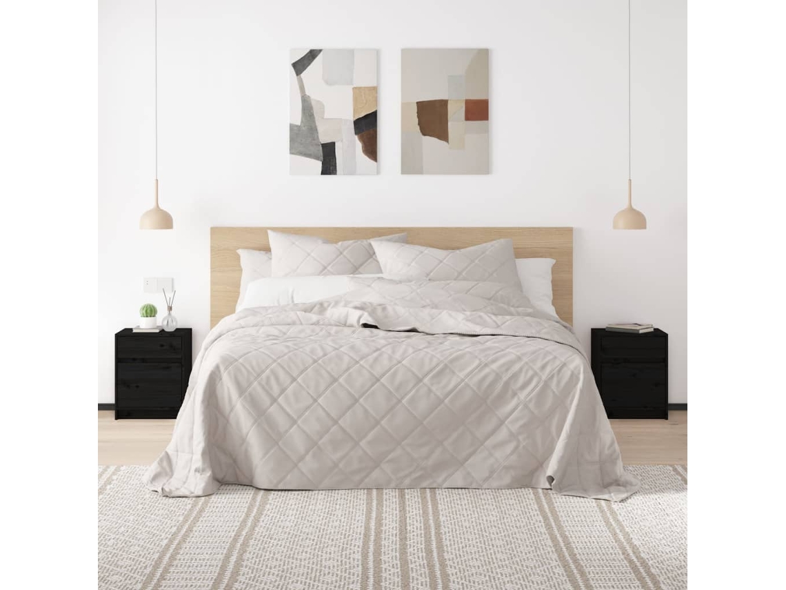 Vidaxl Mesas De Cabeceira 2 Pcs 40x31x50 Cm Pinho Maciço Preto