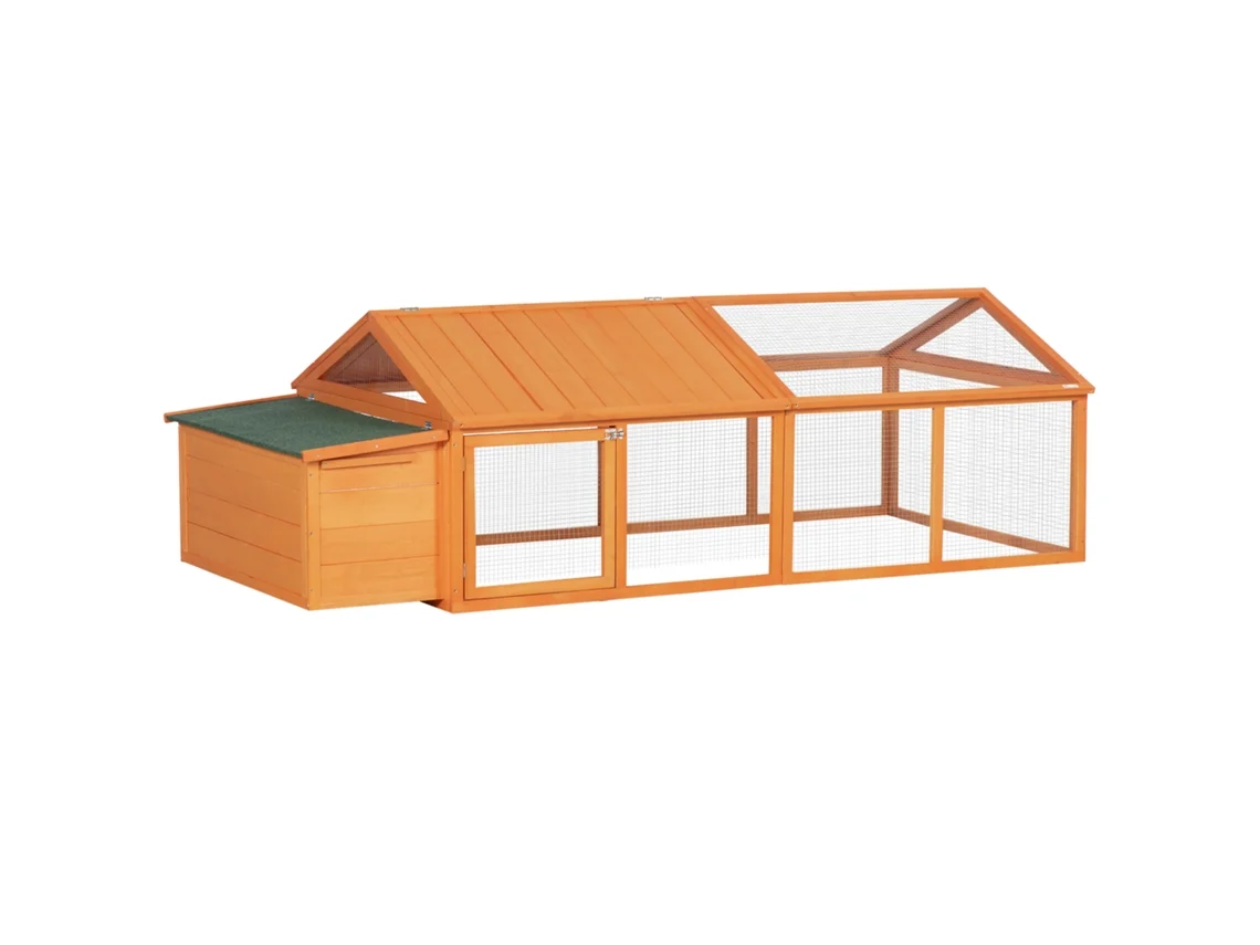 Galinheiro jardim madeira 240x112,5x76 cm 4-8 galinhas tela arame teto solar S/MARCA