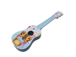 Mali brinquedo Ukulele Simulação Musical Cartoon 4 Cordas Ajustáveis Portátil Azul
