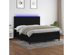 Vidaxl Cama Box Spring C/ Colchão E Led 160x200 Cm Tecido Preto