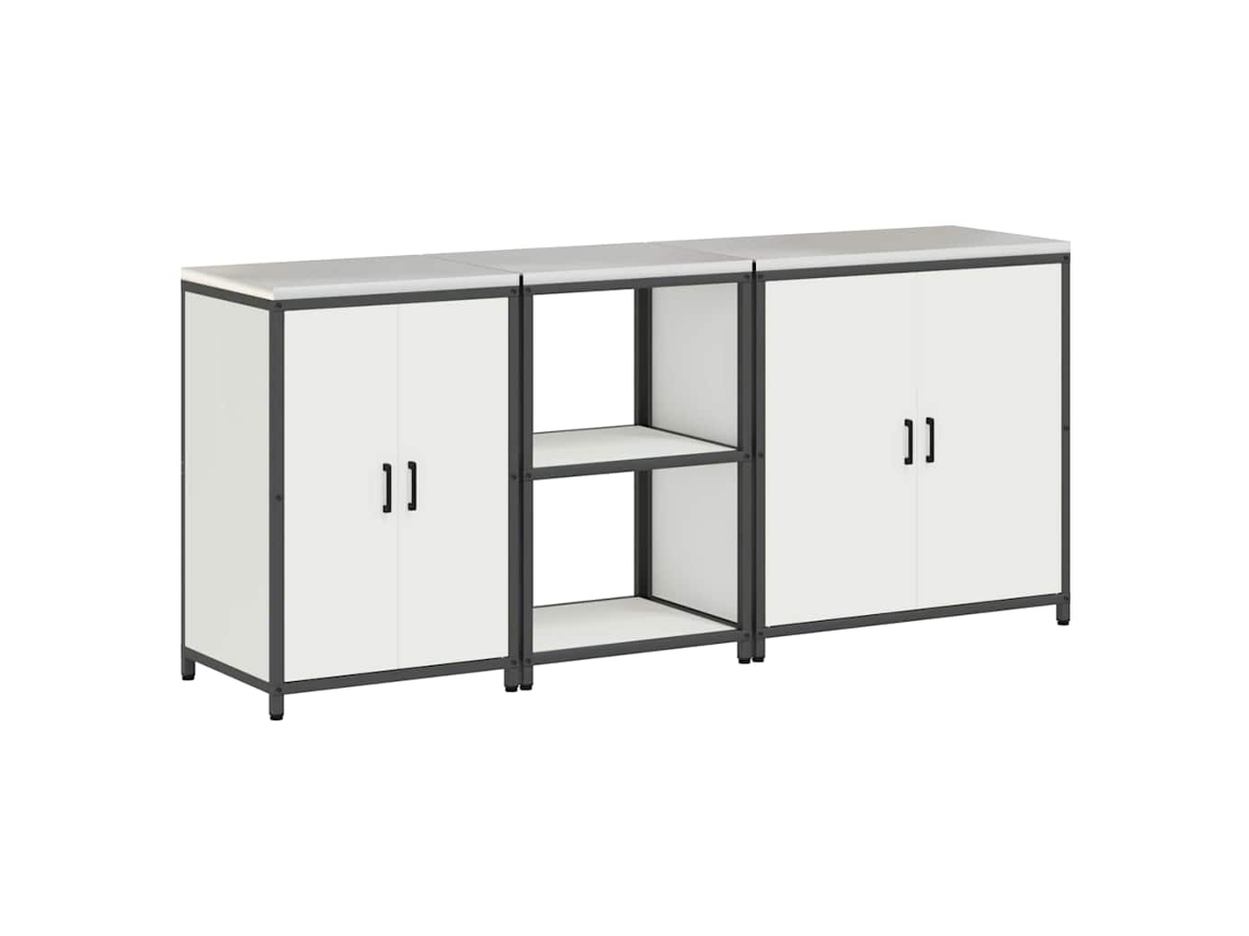 Conjunto de 3 peças para armazenamento de cozinha, branco, com porta, exclusivo da MAISON.