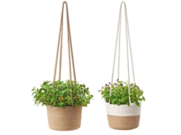 2 Cestos De Planta Trançados Pendurar Decoração Parede