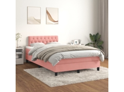 Vidaxl Cama Boxspring Com Colchão 120x200 Cm Veludo Rosa