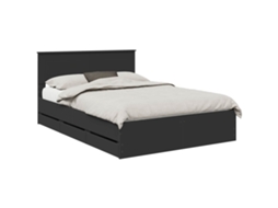 Estrutura de Cama MAISON EXCLUSIVE Preto 150 X 200 cm Madeira de Engenharia