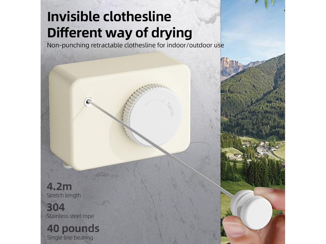 Linha de Secar Roupa Retrátil 4,2m Aço Inox | S/MARCA
