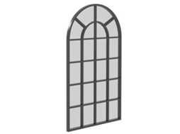 Espelho Arco Industrial 110x65cm Com Telhado Janela, Metal Preto