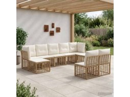 Vidaxl Conjunto de Sofás para Exterior Natural e Branco Creme