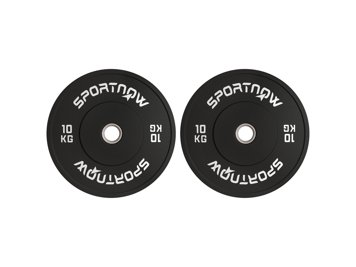Conjunto de 2 halteres de 10 kg, placas de 5 cm, diâmetro do furo de 50 mm, preto