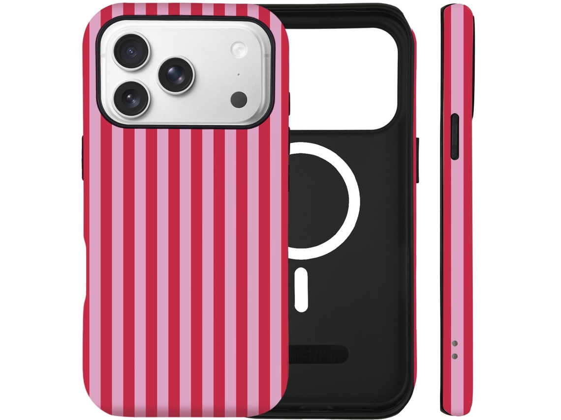 Capa Para Iphone 17 Pro Compatível Com Magsafe (pc Rígido + Silicone) - Vermelha E Rosa
