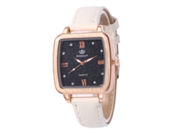 Reloj De Cuarzo Con Correa De Cuero Pu Moda Para Mujer Dial Cuadrado Simple (blanco)