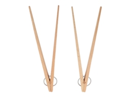 Pacote com 2 pinças de madeira para alimentos com isolamento térmico e cabo antiderrapante, pinças de cozinha Slowmoose Beech para pão e grelhados.