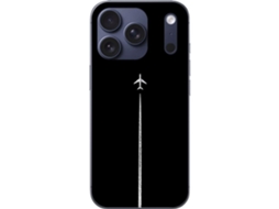 Capa Para Celular Compatível Com Apple Iphone 17 Pro. Avião Decolando Com Rastros De Condensação Em Fundo Preto, Design Minimalista E Impactante.