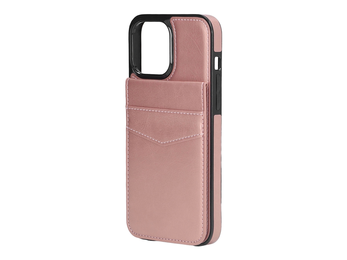 Aetheria capa de Couro para Iphone 13 Pro Max 6.7 Polegadas com Porta cartões e Fecho Magnético Rosa Ouro