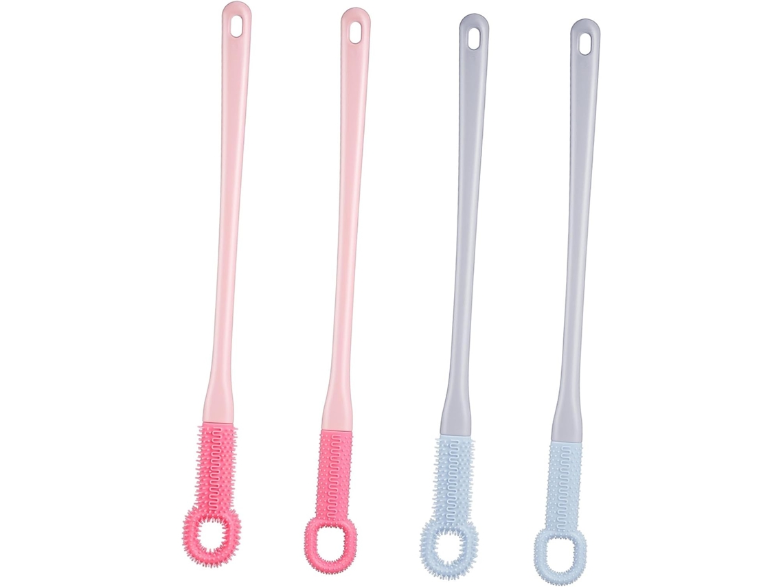 Conjunto Packove Com 4 Escovas De Silicone E Plástico Para Os Pés Cabos Longos, Escova Multifuncional Para Limpeza Dos