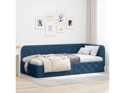 Vidaxl Estrutura De Cama De Canto Azul 100 X 200 Cm Tecido