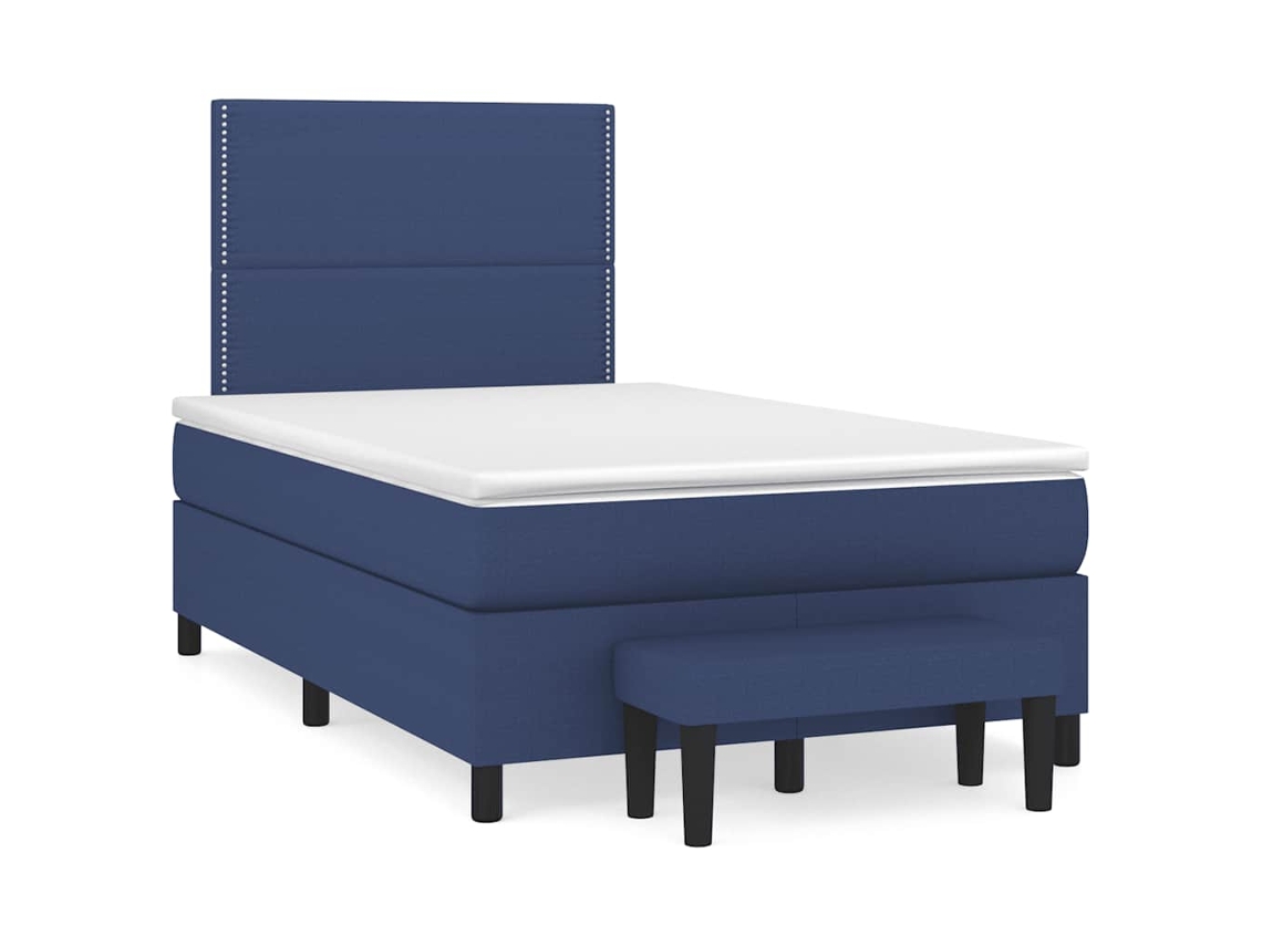 Vidaxl Cama Boxspring Com Colchão 120x190 Cm Tecido Azul