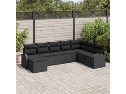 Vidaxl Conjunto De Sofás 8 Unid. Preto Vime Pe