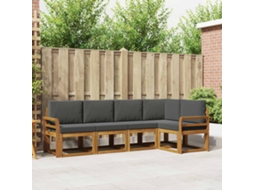 Vidaxl Conjunto De Sofás Para Exterior 5 Pcs Natural E Antracite