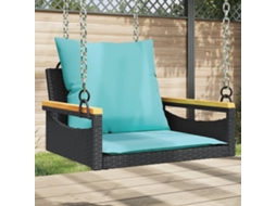 Vidaxl Banco Baloiço Com Almofadões 63x62x40 Cm Vime Pe Preto