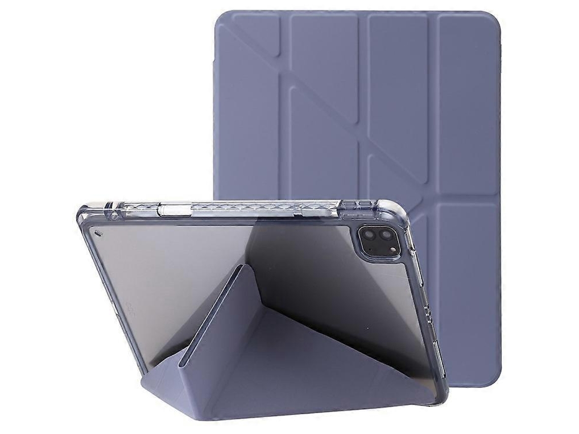 Capa Para Ipad Pro 13 (2024) Em Tpu + Acrílico + Couro Pu Com Suporte Origami E Parte Traseira Transparente.