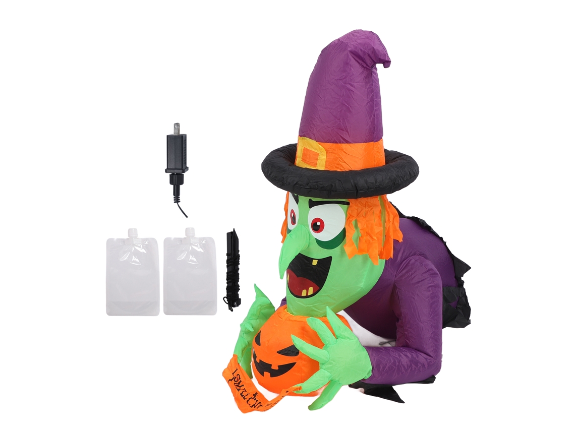 Decoração Inflável Bruxa De 4,43ft Com Luz Led Da Laxiscreed Para Halloween E Festas Ao Ar Livre