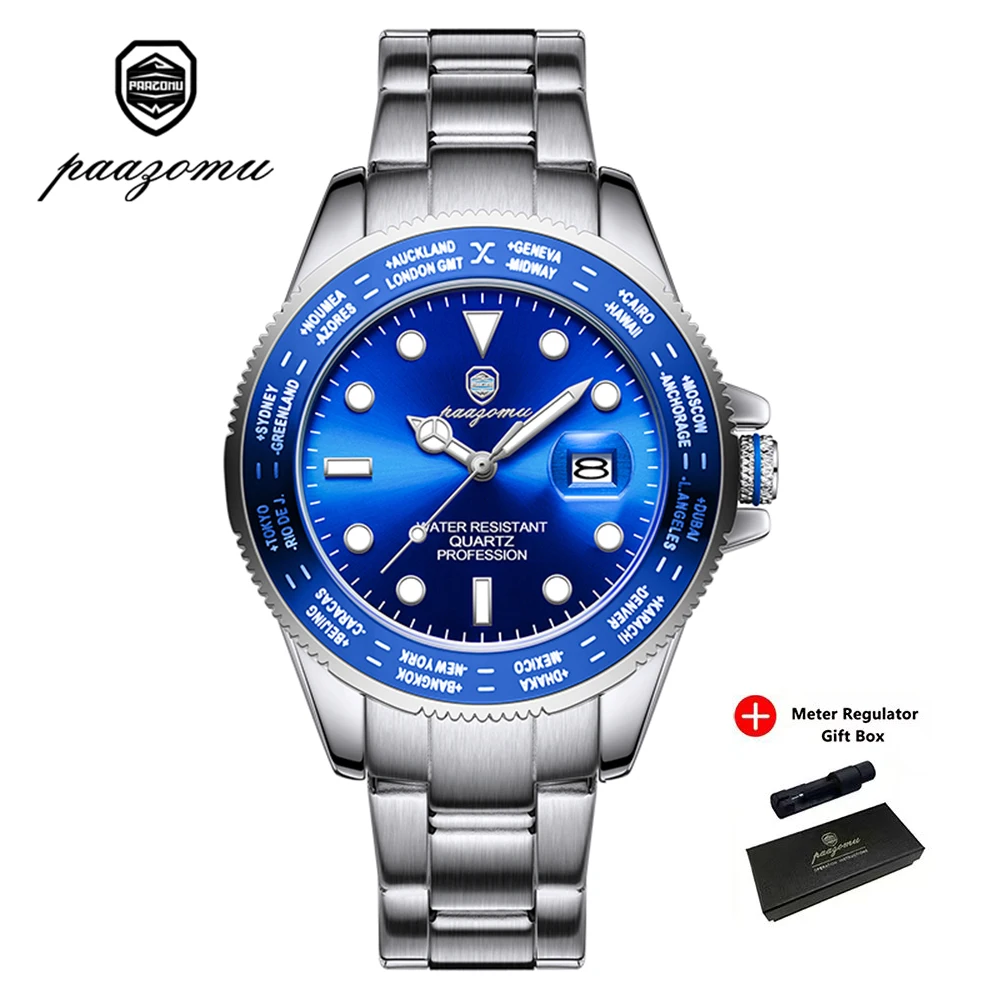 Relógio Original Date Azul, Elegante E Resistente À Água Para Homens