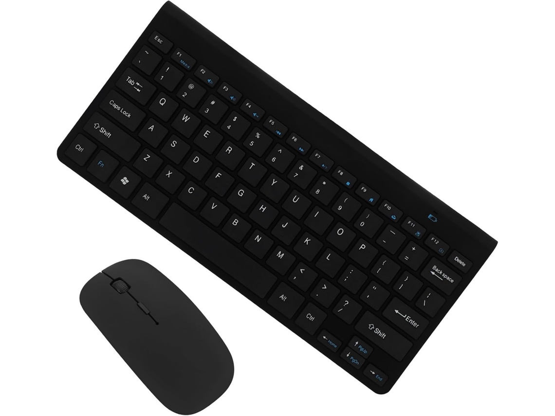 Conjunto De Teclado E Mouse Sem Fio De 78 Teclas Em Abs Preto