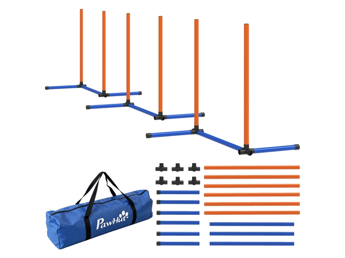 Kit Agilidade Cães 3 Peças Slalom com Bolsa Laranja