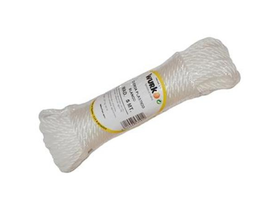 Cuerda plastico 4 mm blanca rollo 5m