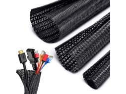 Protetor de Cabo Ajustável 3m Φ16 30mm em Pet Trançado Macio para Cabos de Carro, Tv e Computador AQUAFORGE