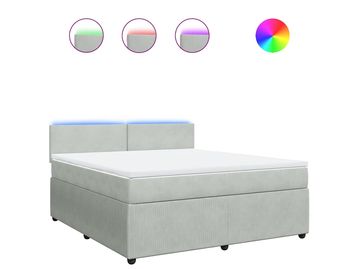 Box Spring Bed, Box Spring Beds Vidaxl Cinzeto Veludo (180 X 200 Cm)