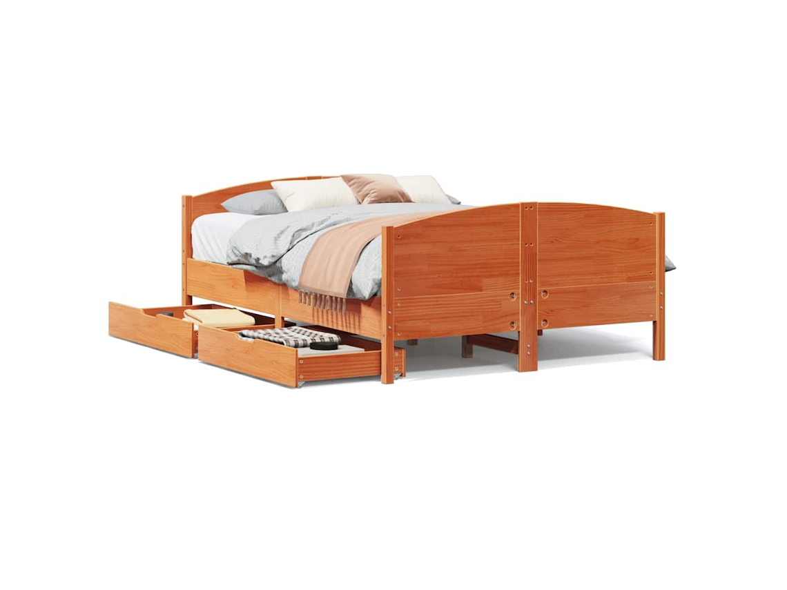 Bed Frame, Bed Frames Vidaxl Marrom Madeira De Pinho (120 X 200 Cm)