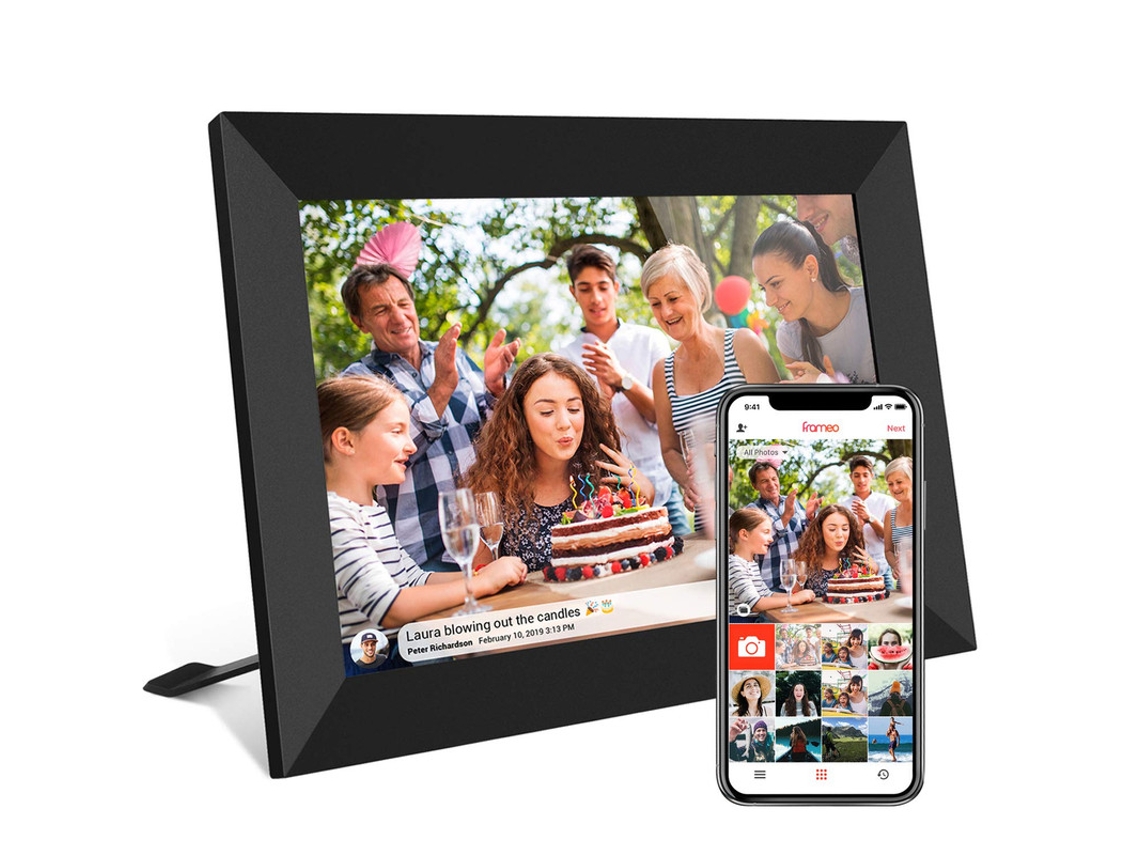 VEANXIN Porta-Retratos Digital de 10 1 Polegadas 1280X800 Ips Lcd Touch Screen Integrado com 32 Gb de Memória-Preto