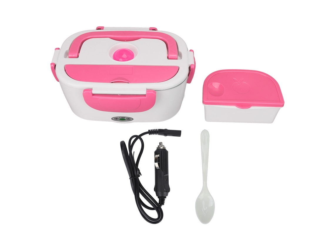 Caixa de almoço aquecida 1.5l, 40w, plug cigarro, portátil, rosa S/MARCA