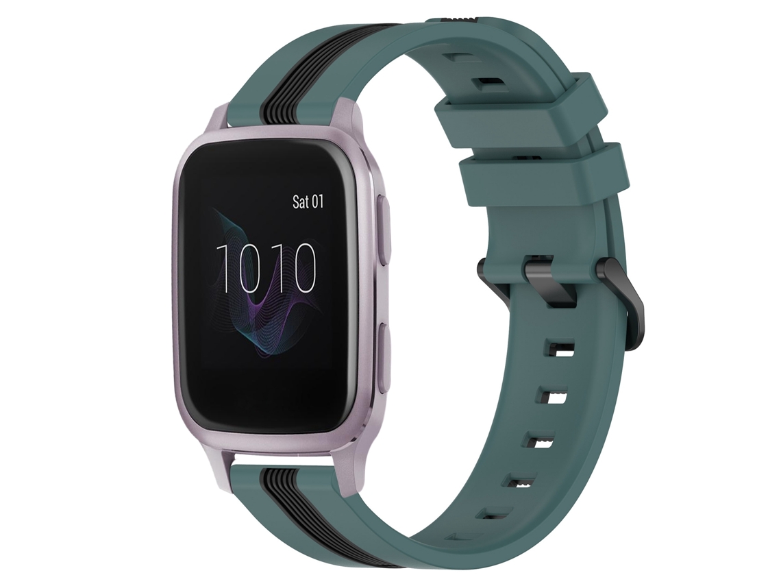 Bracelete de Smartwatch para Garmin Venu SQ 20mm de silicone vertical de duas cores (verde + preto)