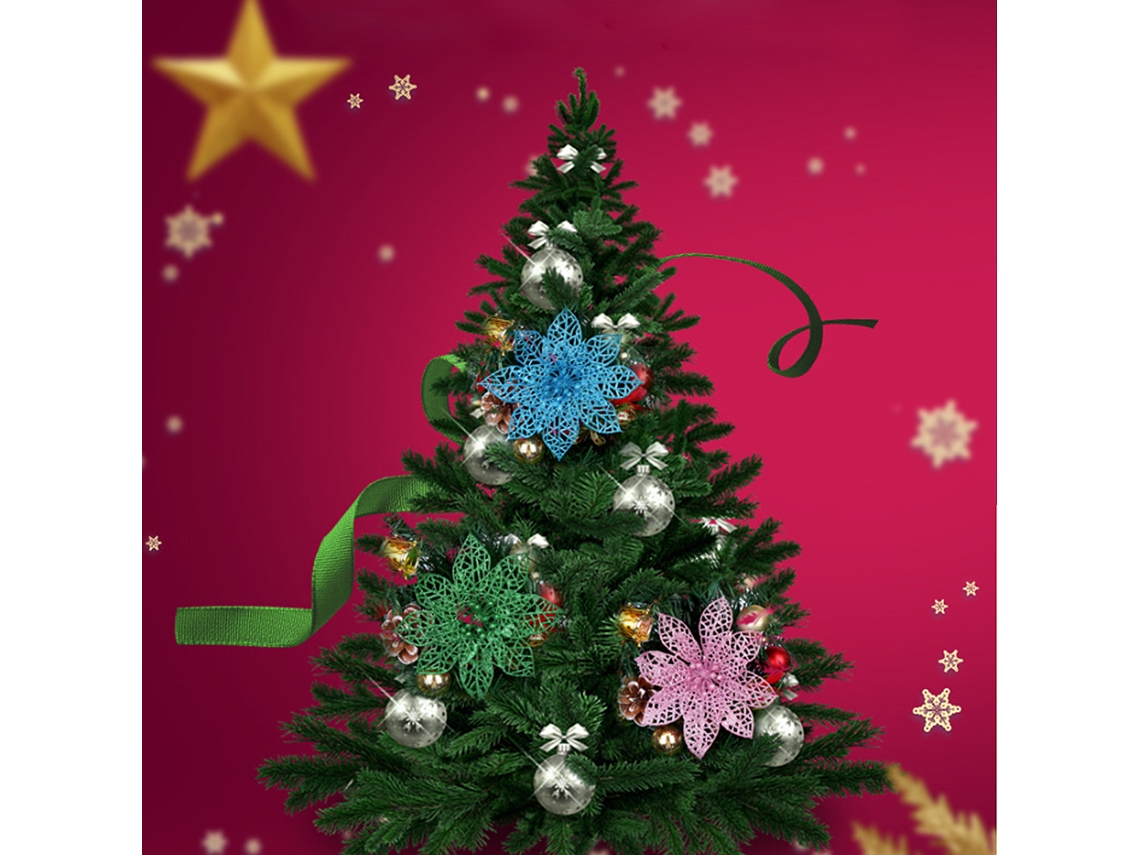 Poinsétia (7cm Escavada, Decorada Com Glitter) Eoocoo