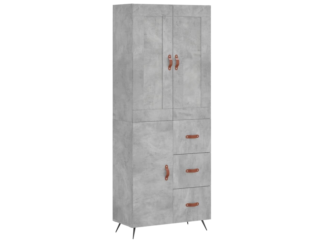 Armário Alto 69,5x34x180cm Madeira Cinza Cimento MAISON EXCLUSIVE