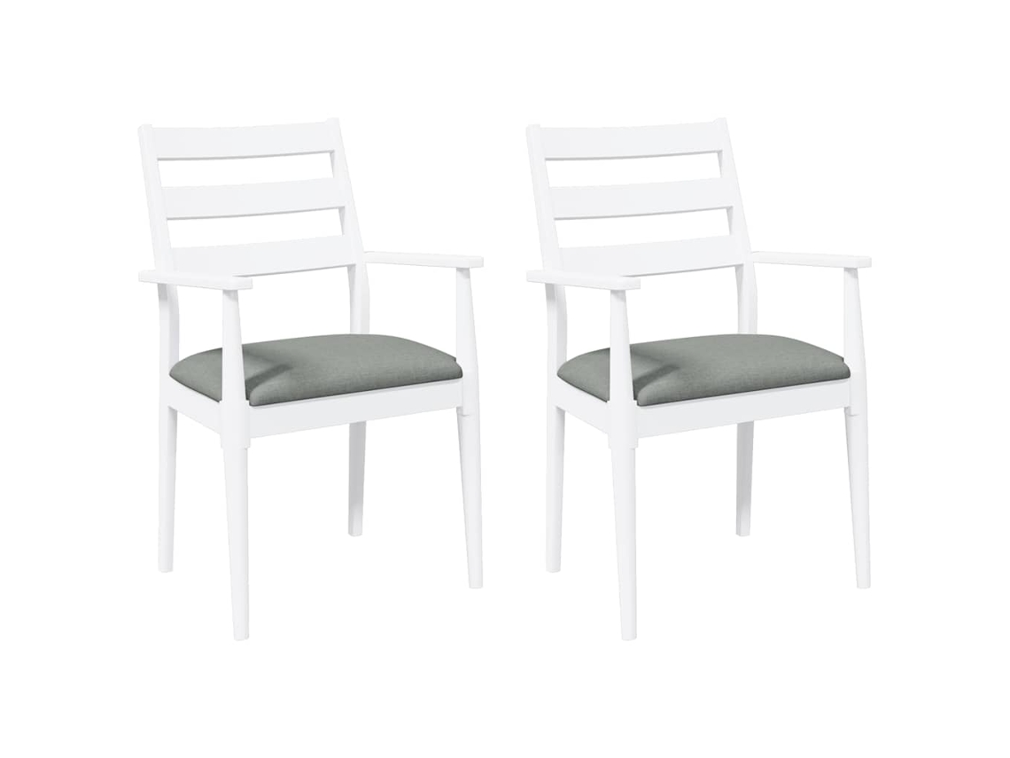 Cadeiras de Jantar com Almofadões 2 peças em Madeira Maciça Branco MAISON EXCLUSIVE