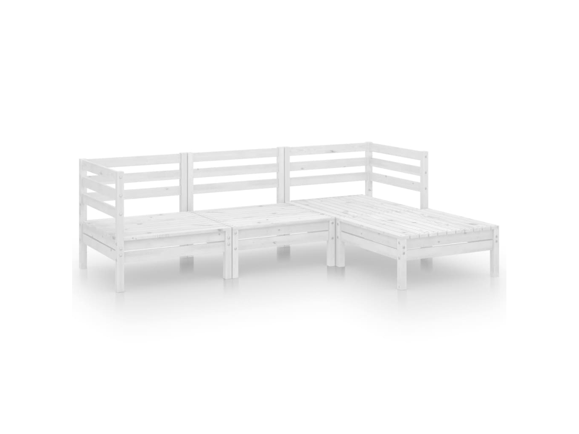 Conjunto Lounge Jardim Pinho Maciço Branco 4 Peças MAISON EXCLUSIVE