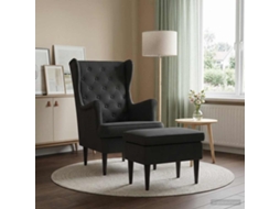 Vidaxl Poltrona Com Puff 2 Unid. Preto Veludo