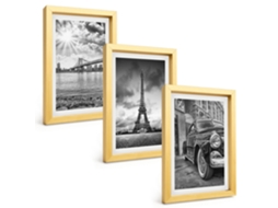 Galeria De Pinturas Muraisvistas Da Cidade, Pontes, Torre Eiffel Moldura Dourada Fotos Para O Escritório Espelharte (3 Peças 20x30 Cm)