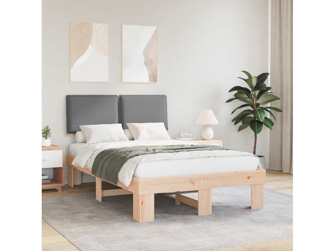 Vidaxl Estrutura De Cama Com Cabeceira Estofada Cinzento-claro