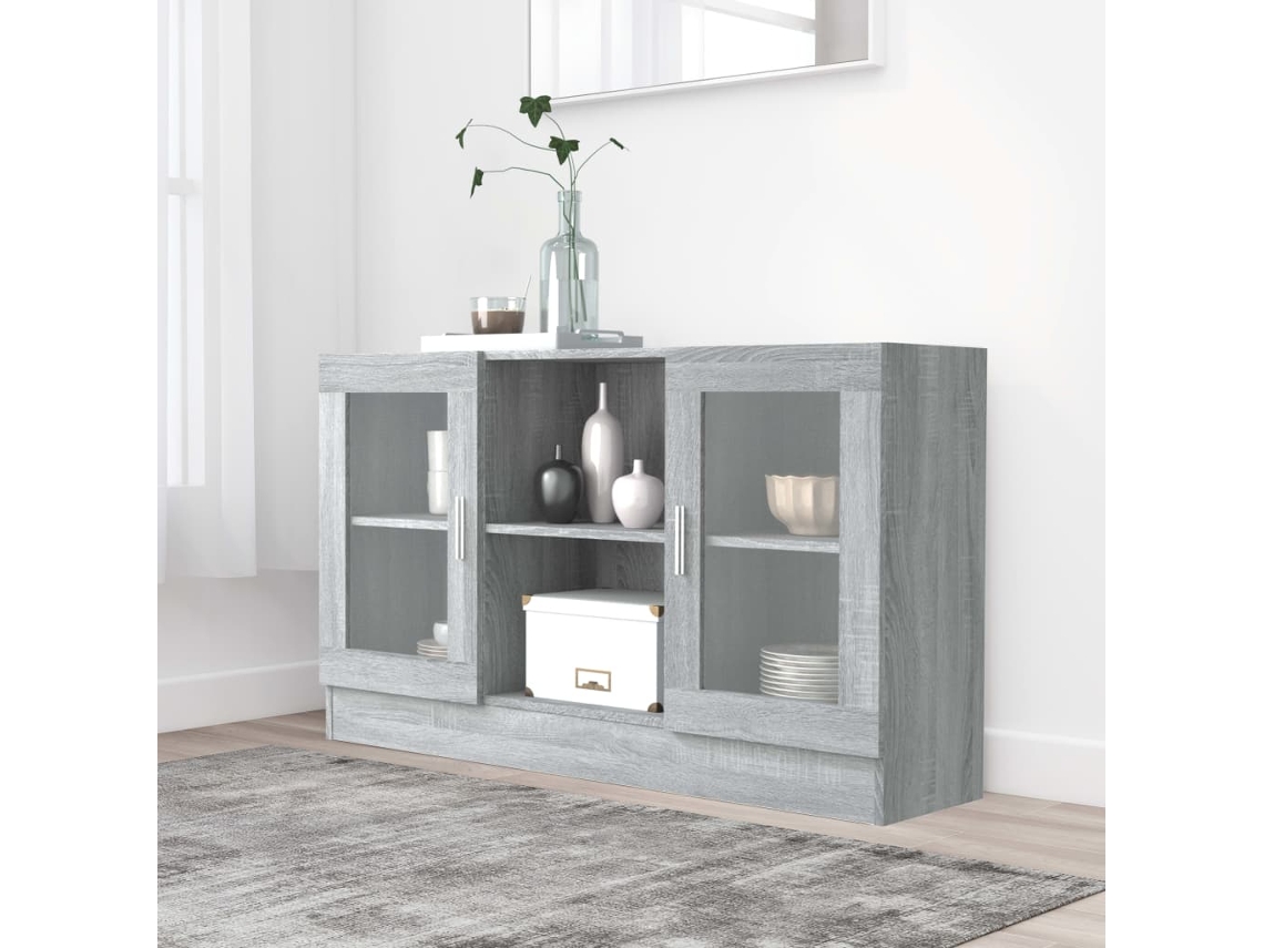 Vidaxl Vitrine 120x30,5x70 Cm Derivados De Madeira Cinzento Sonoma