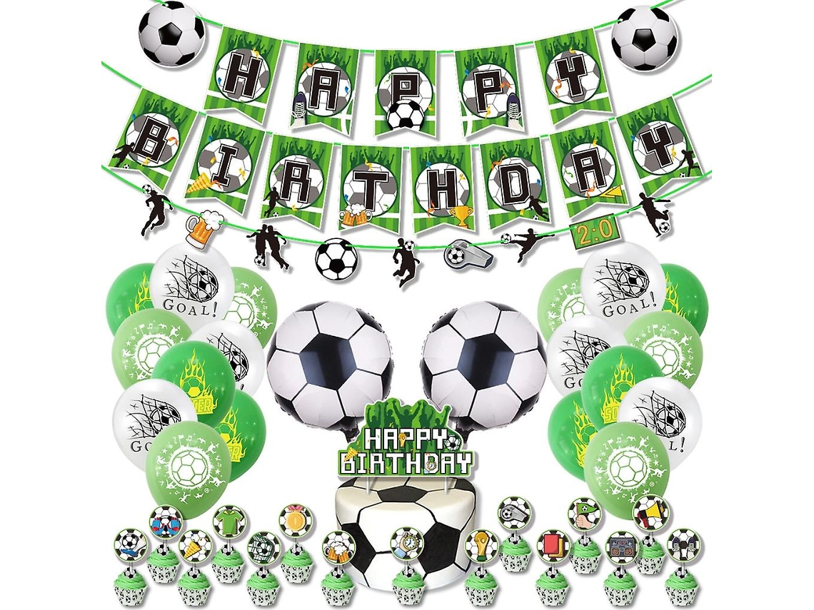 Conjunto De Balões Para Festa Com Tema Futebol, Acessórios Aniversário Menino E Decoração Bolo.