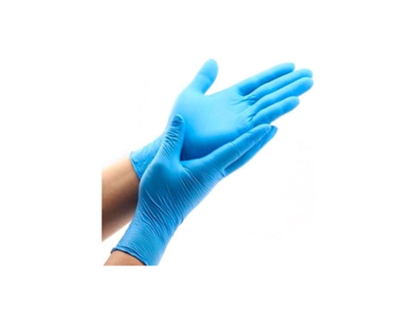 Luvas Descartáveis Em Nitrilo Sem Pó Azul 100 Unid. Tam. L Rubbergold