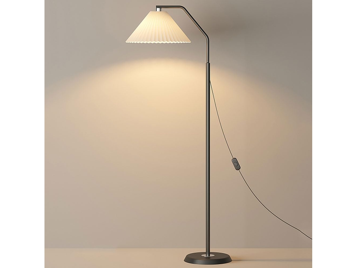 Luminária De Chão Com Cúpula Plissada, Luminária Vertical Ajustável, Luminárias De Chão Modernas E Minimalistas