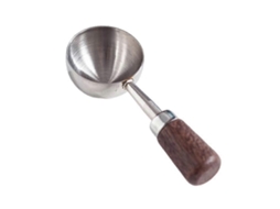 Colher De Medição De Café Com Cabo De Noz Ergonômico, Inox 304, 15ml - Versátil Para Chá E Cacau Prata